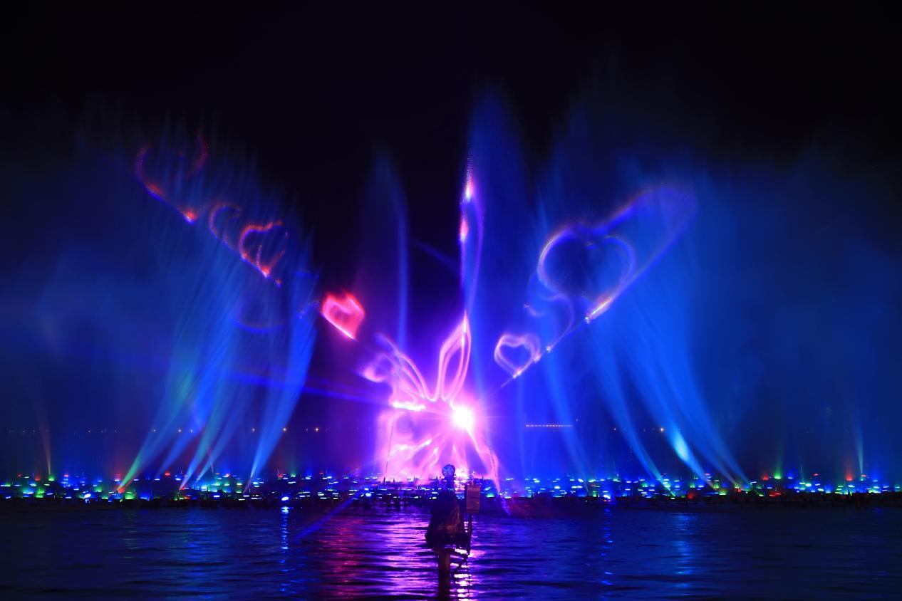 Music fountain water curtain laser