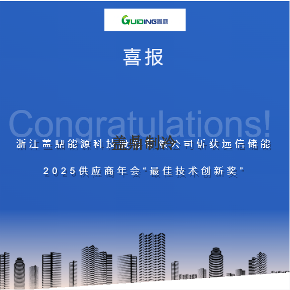 喜報 | 浙江蓋鼎能源科技股份有限公司斬獲遠信儲能2025供應商年會“**技術創新獎”