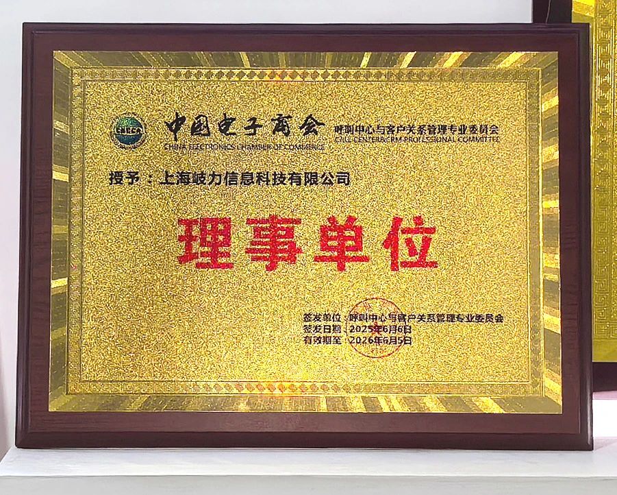 上海岐力信息科技有限公司榮膺呼叫中心與客戶關(guān)系管理專業(yè)委員會"理事單位"
