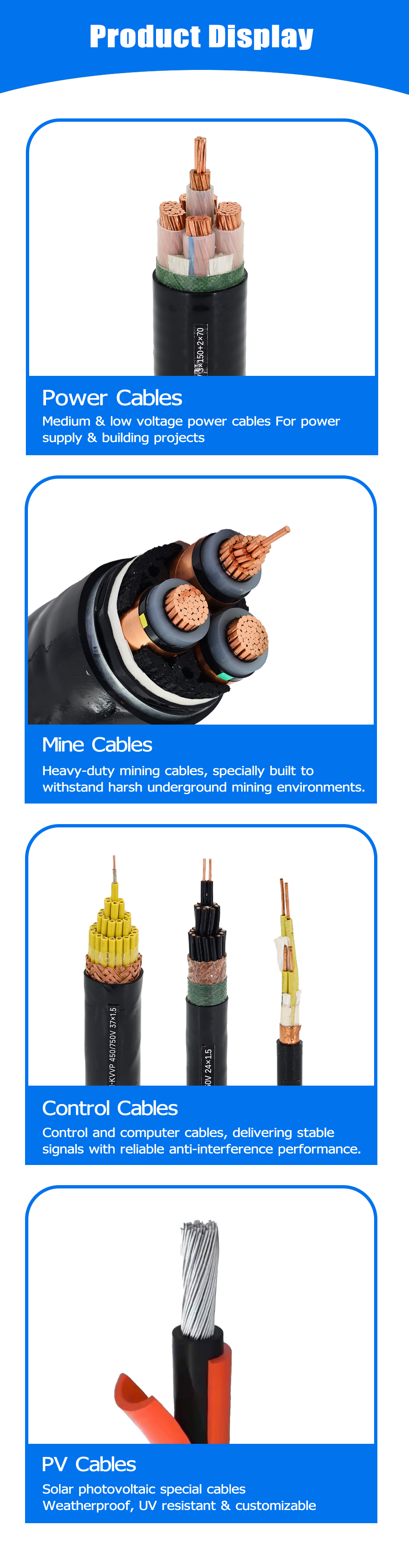 High stability pure copper multi-core waterproof and corrosion-resistant mining cable