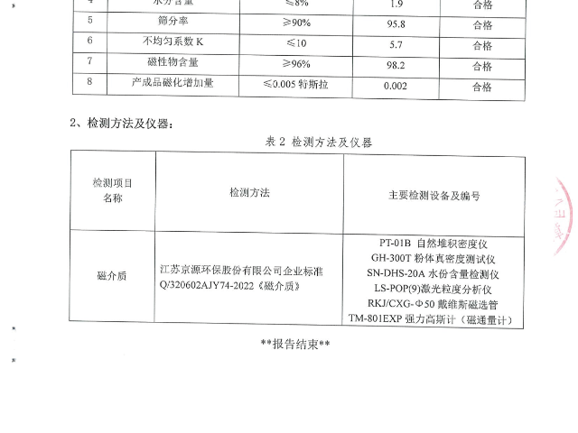 山东团体标准磁粉生产商 推荐咨询 江苏京源环保股份供应