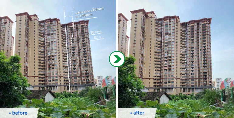 Fixing Rise Shape High-rise building tilting correction,fixing sloped ground-Hengxiang Hongye