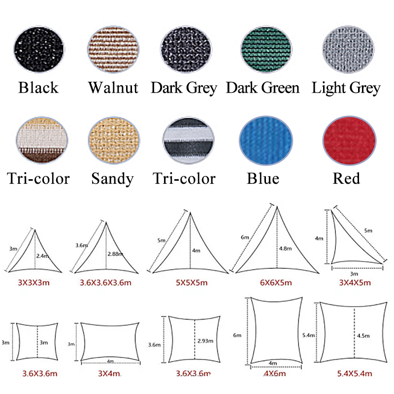 waterproof sun shade sails mesh color and size