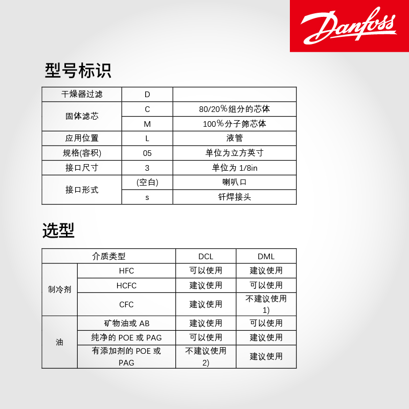 丹佛斯原裝DML干燥過濾器-全封閉螺紋接口-多型號可選