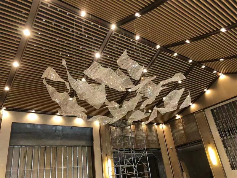非標(biāo)定制水晶吊燈安裝效果