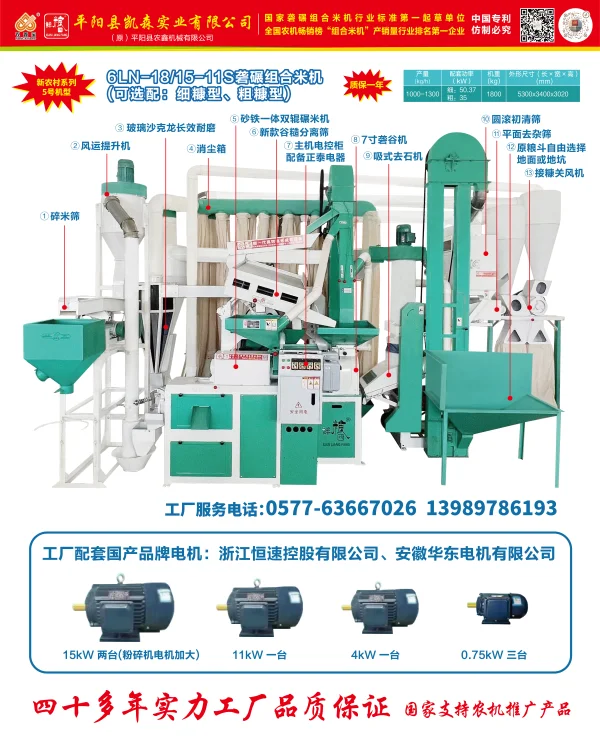 6LN-18/15-11S型礱碾組合米機（可選配：細糠型、粗糠型）