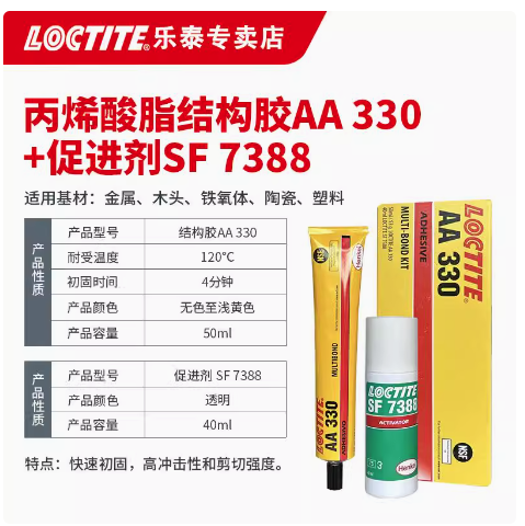 乐泰 AA330结构胶搭配SF7388促进剂电机磁钢柔性粘接