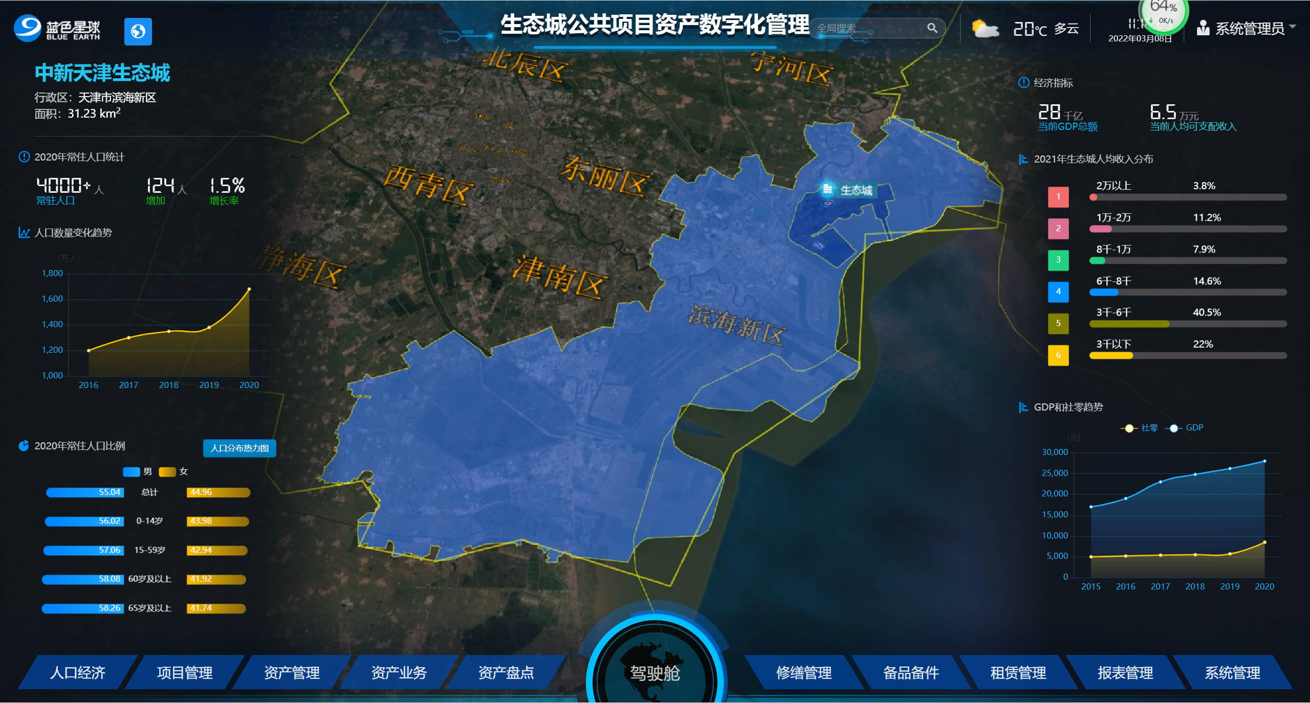 天津生态城公共项目资产数字化管理平台