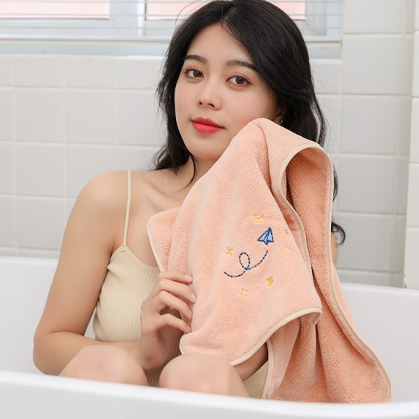 純棉素色刺繡毛巾