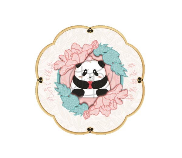 芙蓉花花隨身鏡 - 熊貓花花