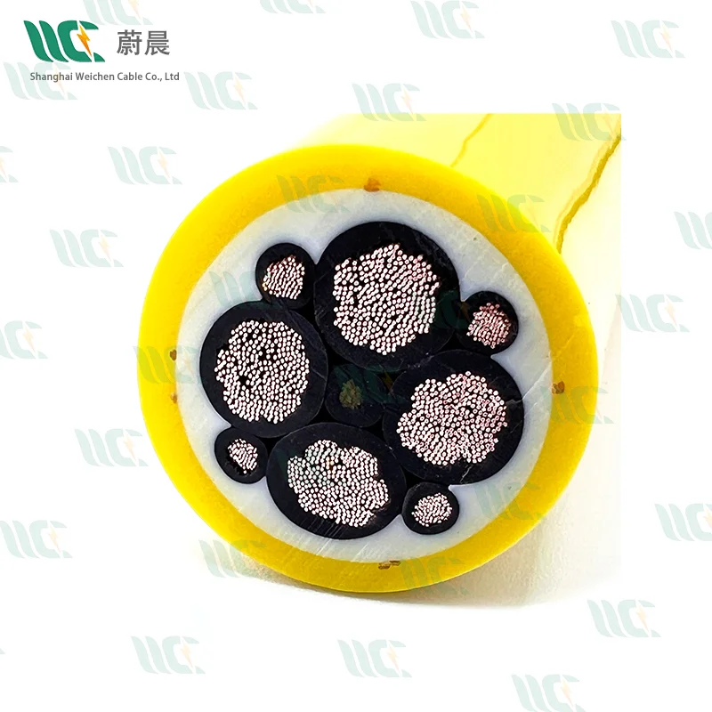 WEICHEN 垃圾吊卷筒電纜4*16+4*2.5,PUR護(hù)套帶加強(qiáng)編織層