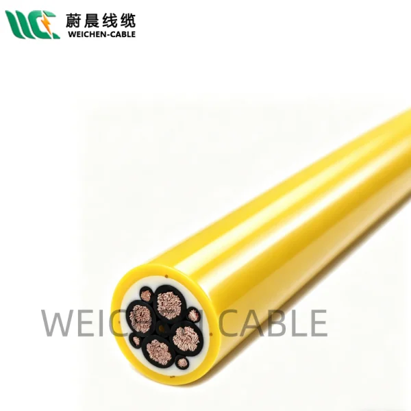 WEICHEN 垃圾吊专用电缆RLR4*10+4*4,PUR护套带编织加强层