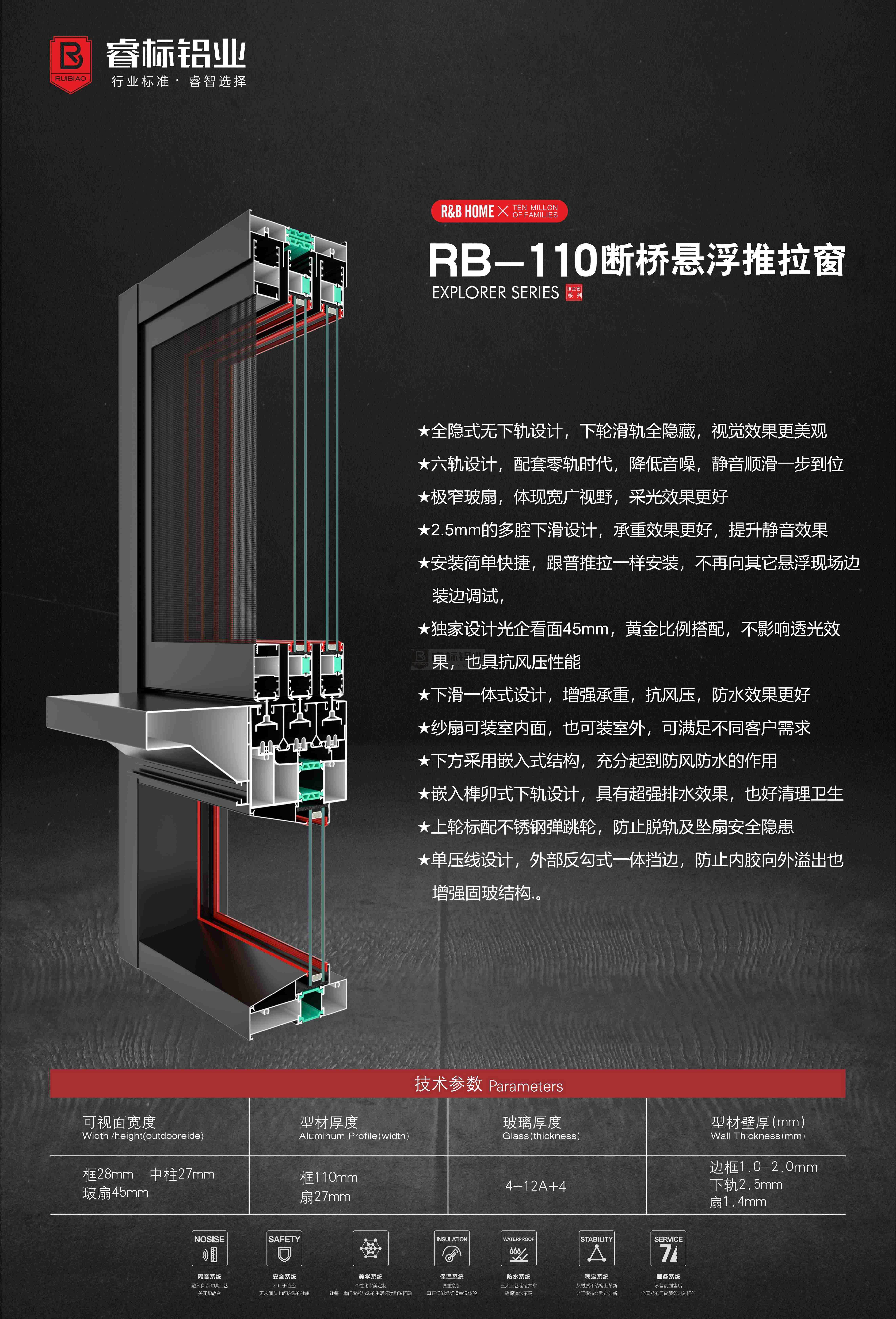 RB-110斷橋懸浮推拉窗