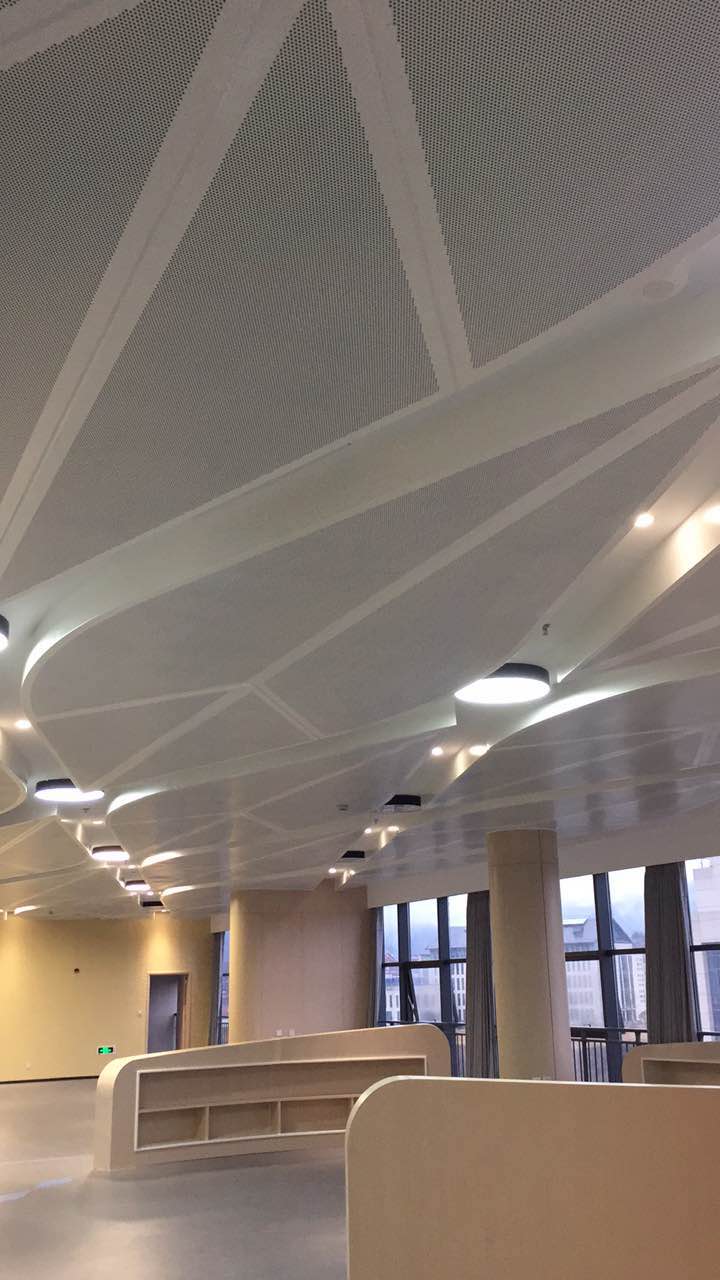 浙江節能大廈室內精裝修造型鋁單板天花吊頂