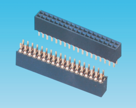 1.27mm 双排母,180度,塑高4.3mm