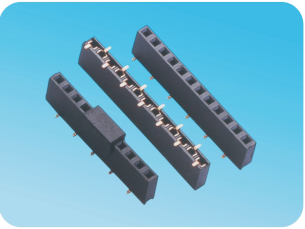 2.54mm 单排母,SMT,U形端子,塑高7.1mm(可带夹持盖)