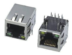 5901 1x1 8P8C屏蔽带灯带弹 脚后