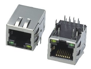 5901 1x1 8P8C屏蔽带灯带弹 脚后