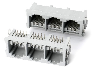 55D 1x3 8P8C 灰色90度 一体式 带铁脚