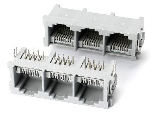 55D 1x3 8P8C 灰色90度 一体式 带铁脚