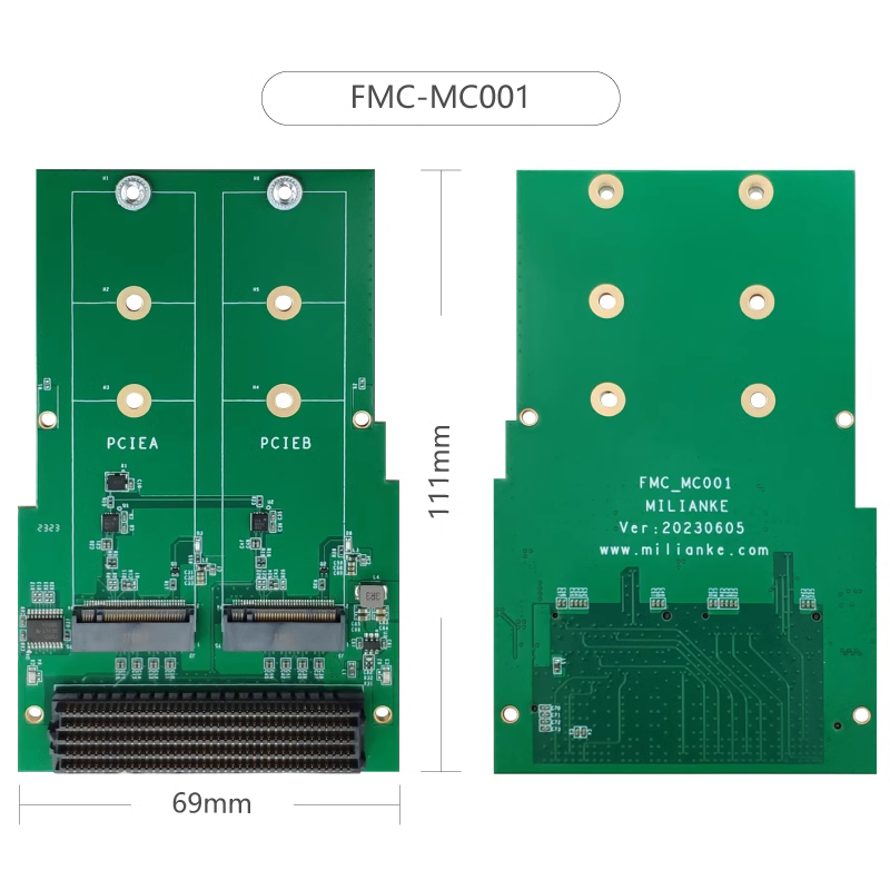 米聯(lián)客開發(fā)板配套FMC Card HPC接口轉(zhuǎn) M.2 SSD NVME拓展子卡