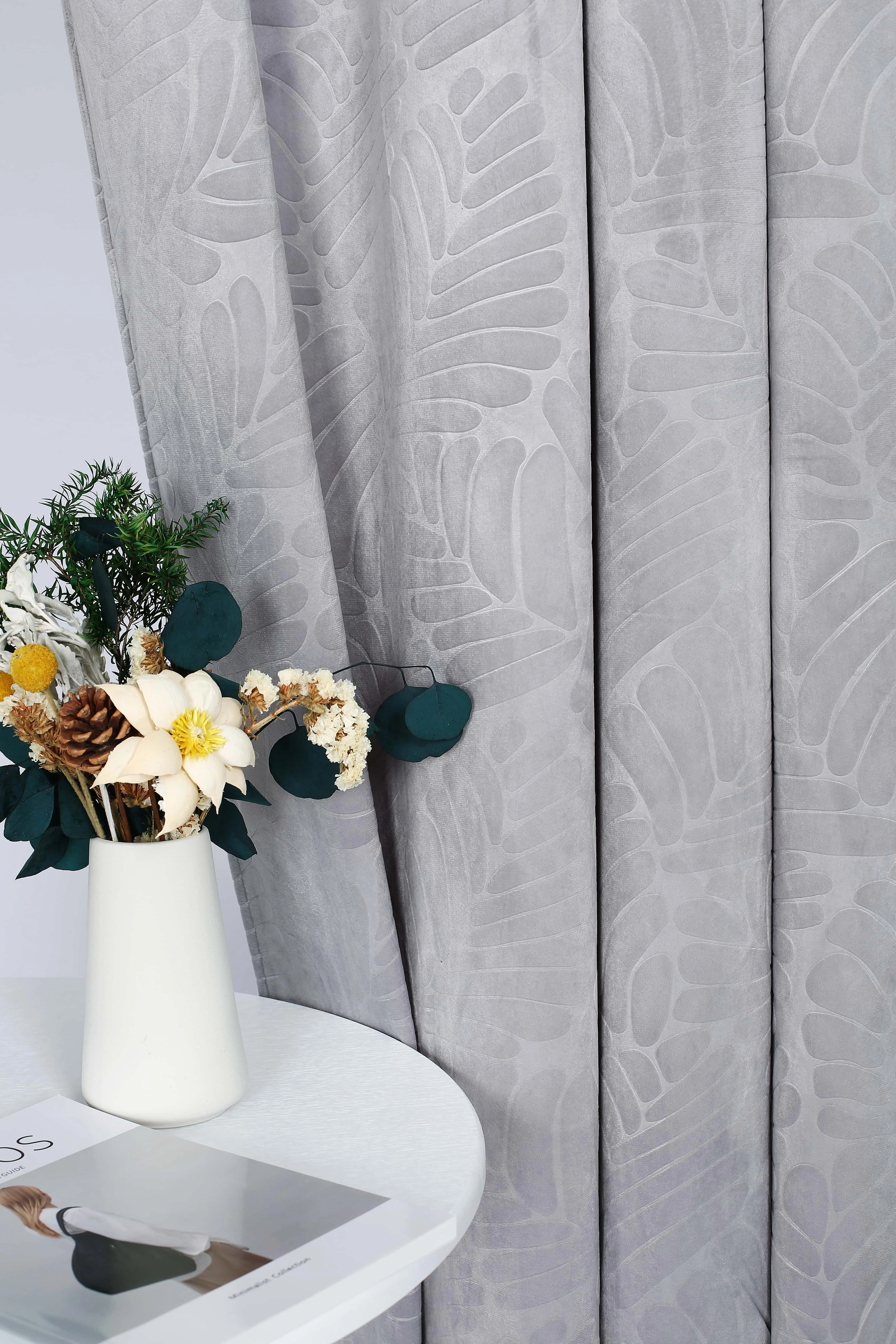 Embossed velvet curtains