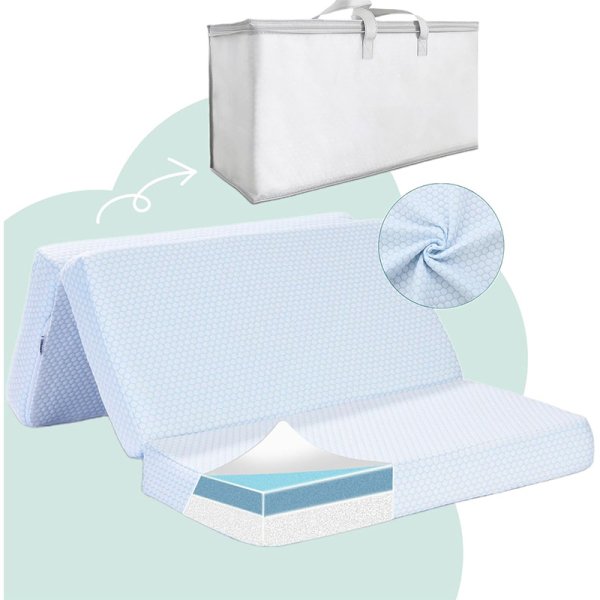 便攜折疊嬰兒床墊凝膠記憶棉床墊涼感夏季三折折疊軟墊嬰兒床墊子