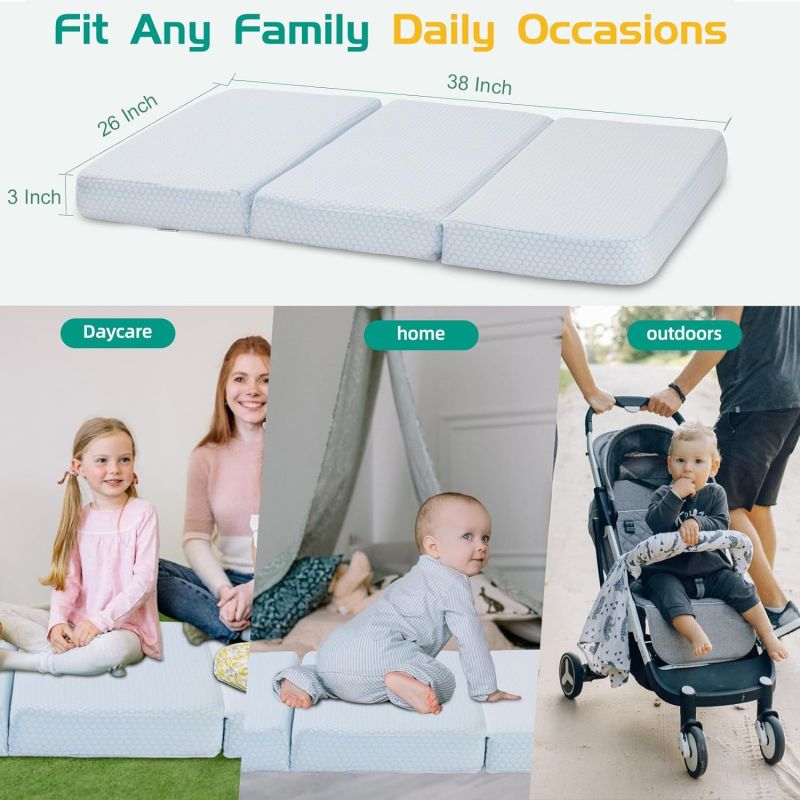 便攜折疊嬰兒床墊凝膠記憶棉床墊涼感夏季三折折疊軟墊嬰兒床墊子