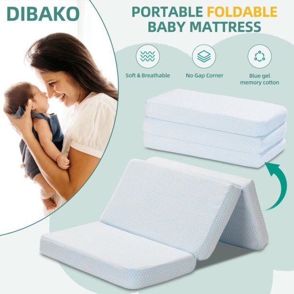 便攜折疊嬰兒床墊凝膠記憶棉床墊涼感夏季三折折疊軟墊嬰兒床墊子