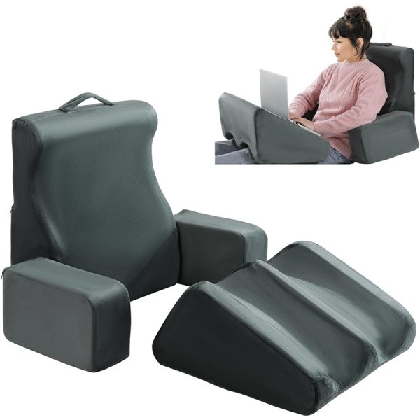 床上閱讀枕套裝背部支撐高密度海綿膝蓋枕泡沫游戲枕手臂膝上桌枕