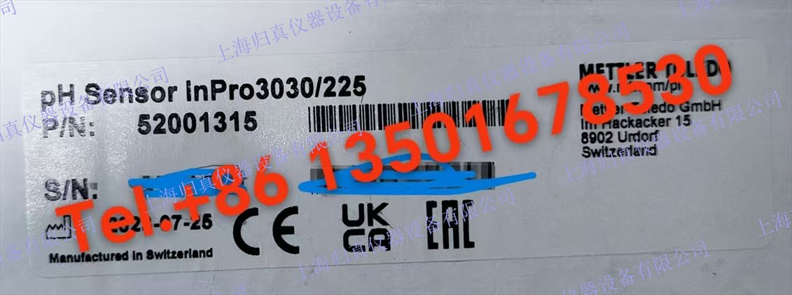 梅特勒托利多METTLER TOLEDO pH感測器InPro3030/225 高性能pH測量.InPro3030/225是一種預加壓液體、低維護的pH感測器