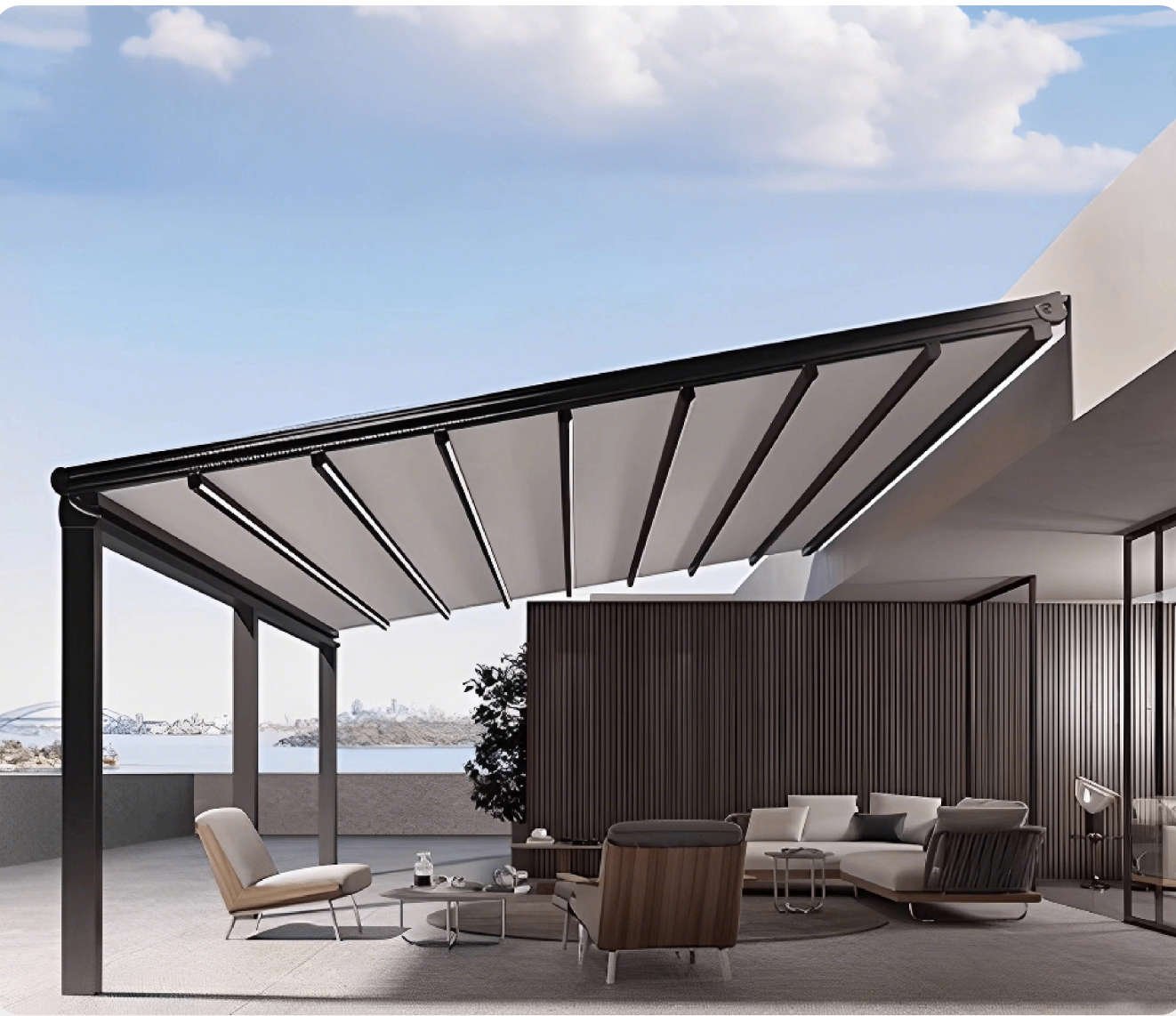 电动折叠天幕的抗风防雨效果