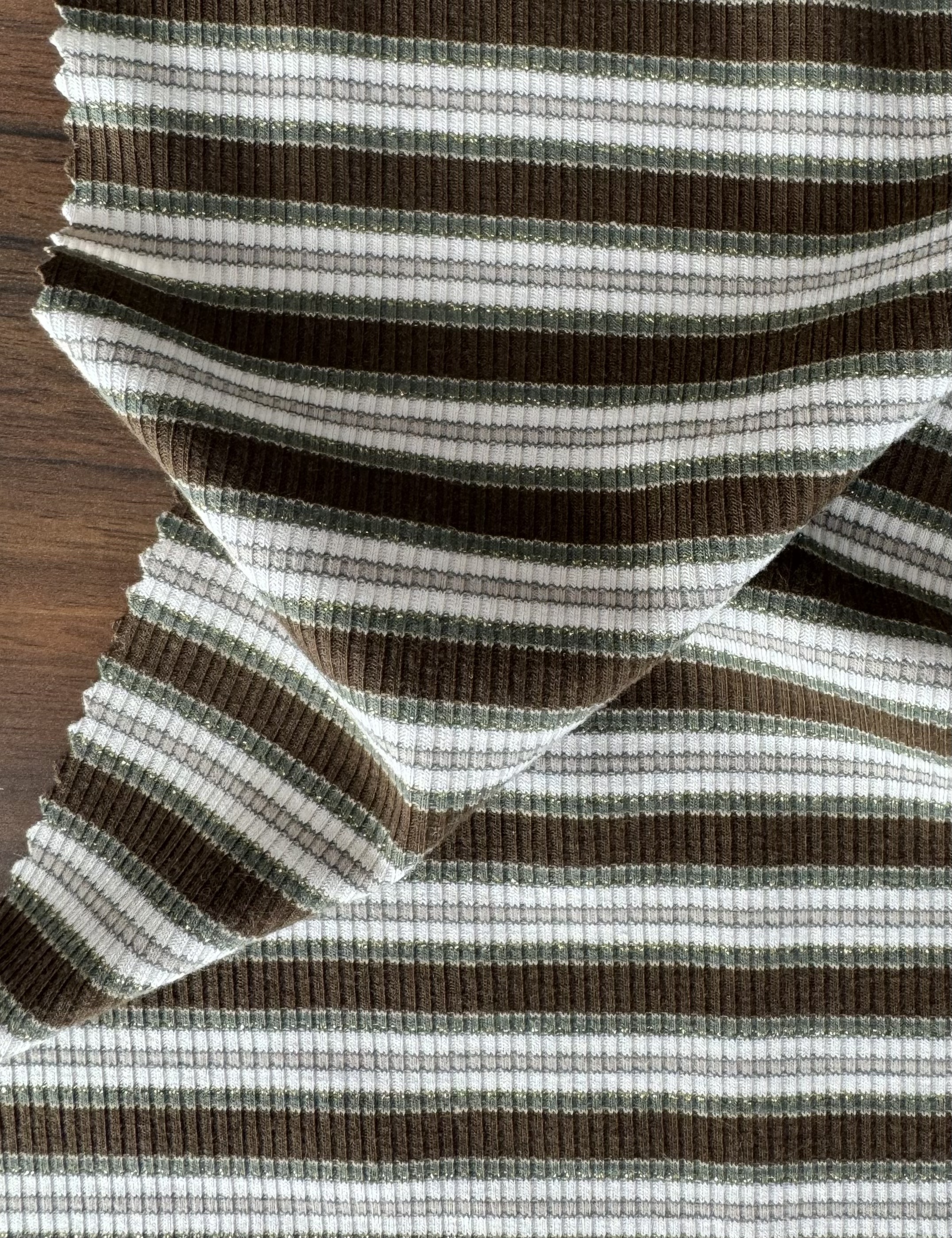 Grogram Cloth Contrasting Striped Rib Knit Fabric for Fitted Garments