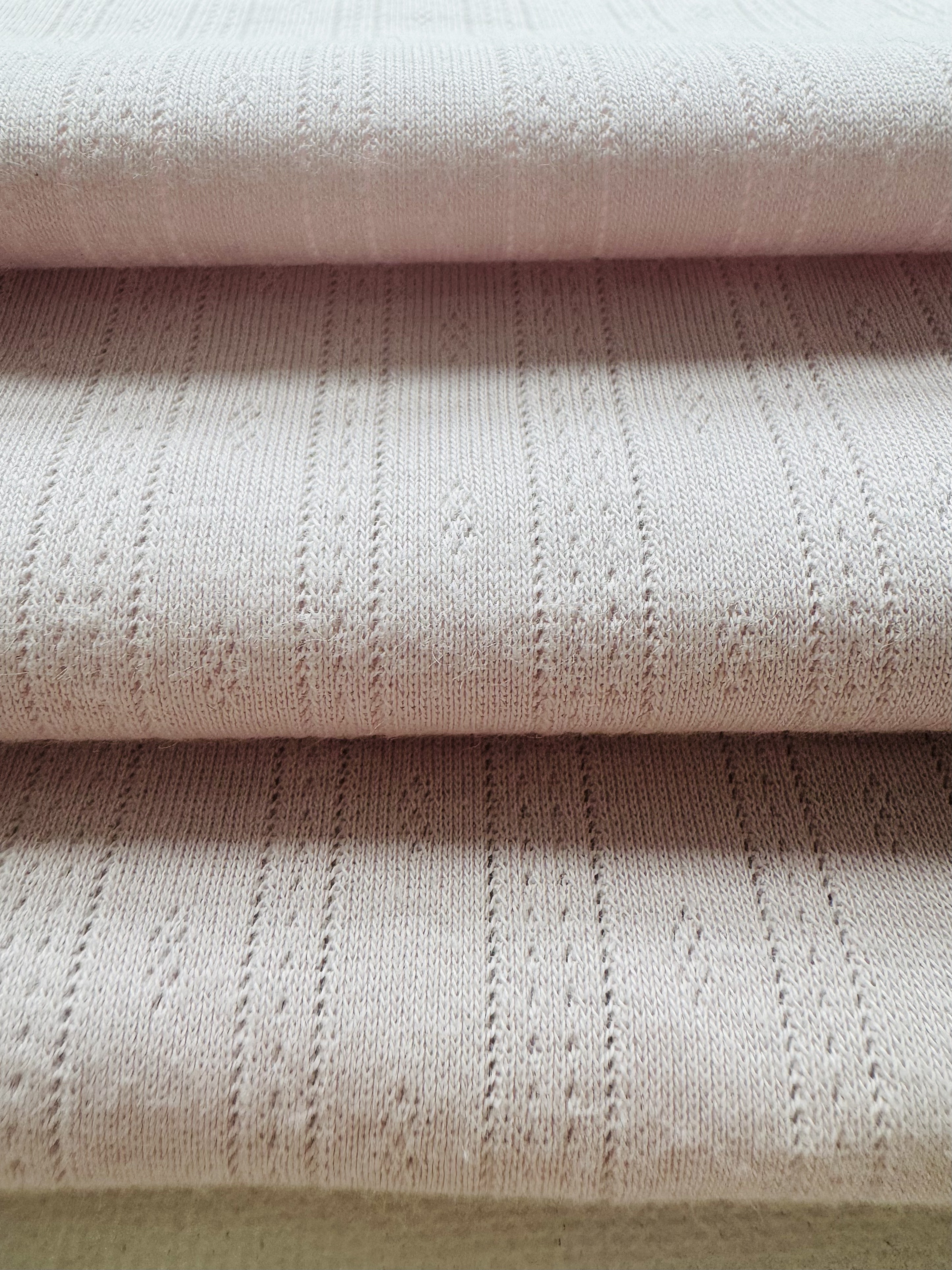 Pointelle Rib Delicate Pink Pointelle Rib Knit Fabric for Feminine Apparel