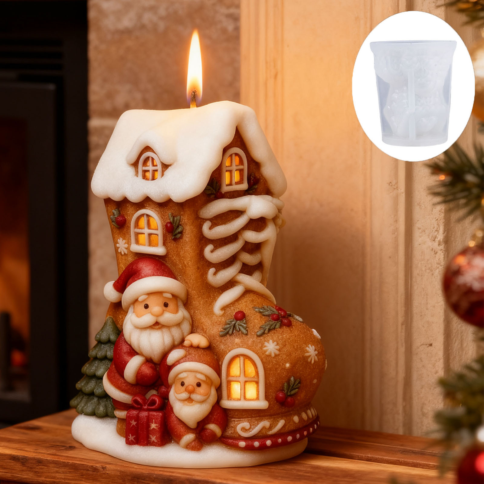 Christmas Santas Candles Silicone Mold DIY Handmade Christmas Aromatherapy Gypsum Silicone Grinding Tool Cross-border