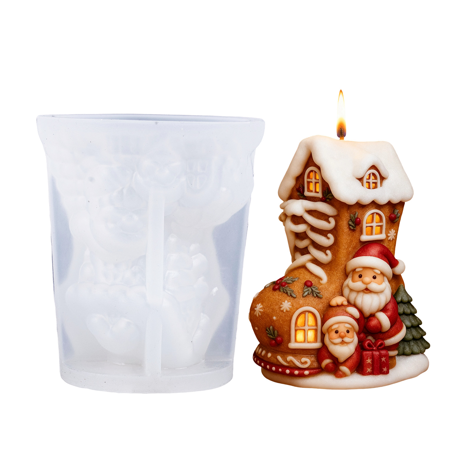 Christmas Santas Candles Silicone Mold DIY Handmade Christmas Aromatherapy Gypsum Silicone Grinding Tool Cross-border
