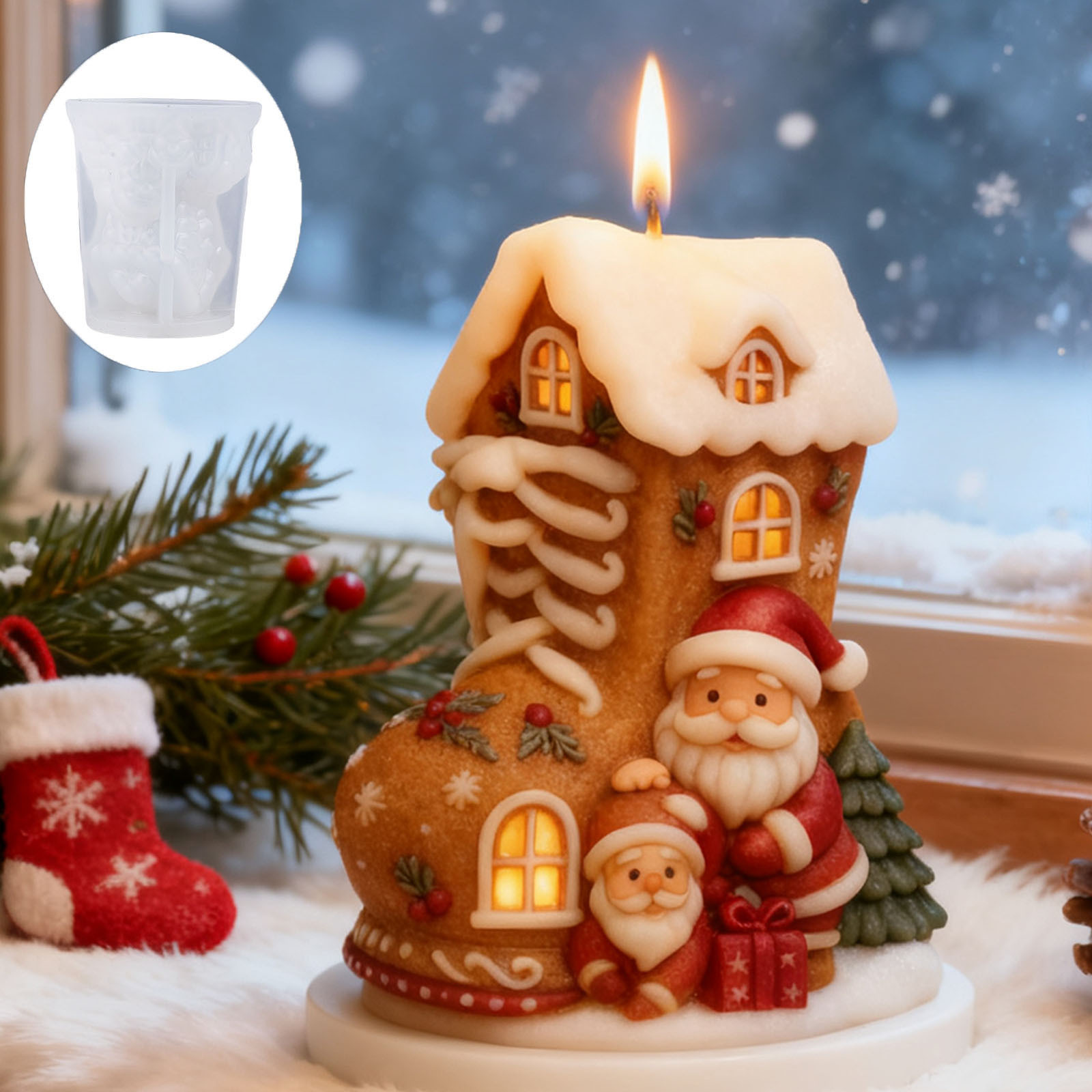 Christmas Santas Candles Silicone Mold DIY Handmade Christmas Aromatherapy Gypsum Silicone Grinding Tool Cross-border