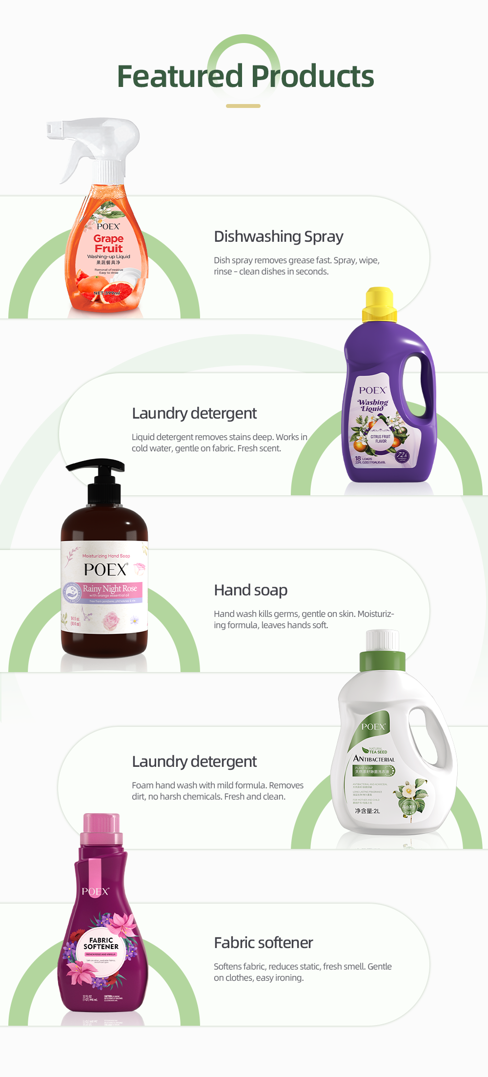 POEX Plant Enzyme Fragrance Laundry Detergent Sparkling Fresh 50 Loads for Hand and Machine Wash