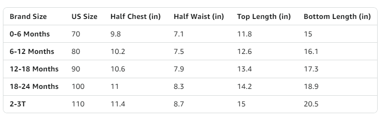 Size Chart Size Chart