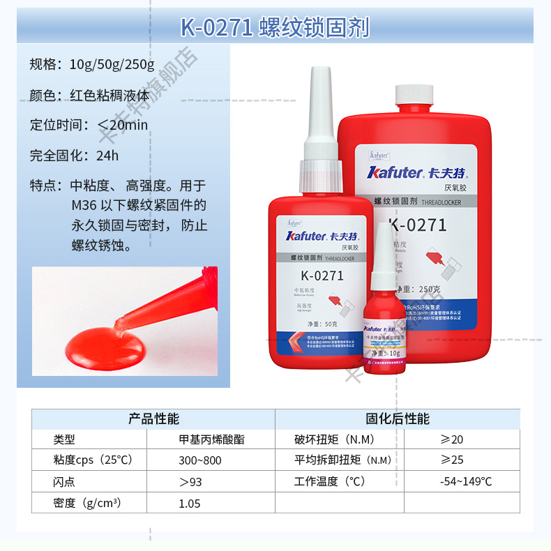 K-0271高強(qiáng)度 螺紋鎖固密封劑