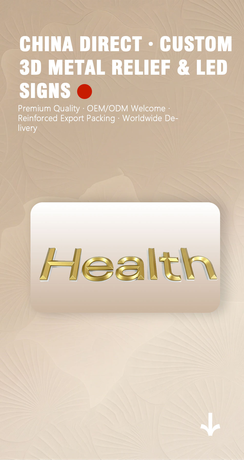Custom Gold Bevel-Edge 3D English Alphabet Wall Logo Letters
