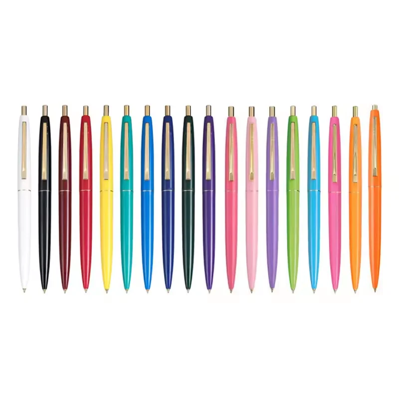Kolorowy, wysuwany plastikowy długopis z funkcją klikania do biura i codziennego użytku