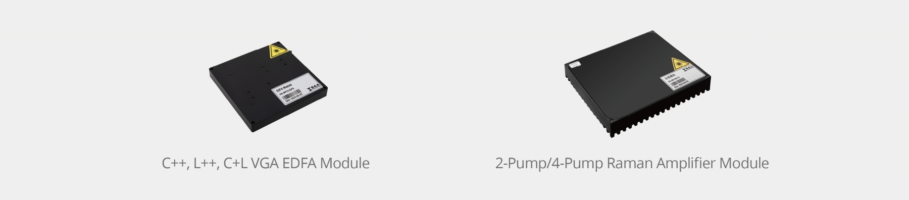 由子公司拜安光電設(shè)計(jì)研發(fā)的三款VGA EDFA模塊，支持高達(dá)120個(gè)信號(hào)通道（C++、L++）或96+96個(gè)信號(hào)通道（C+L）。