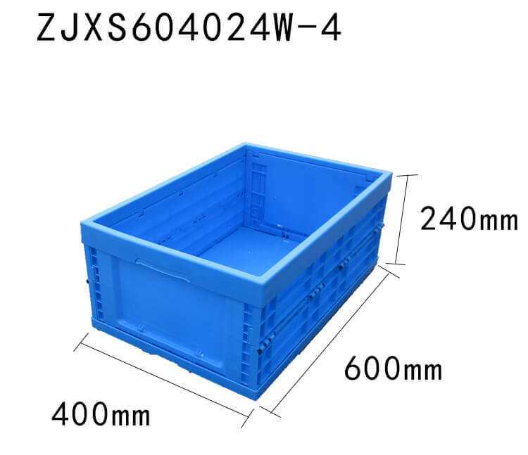 600*400*240 mm factory use foldable storage bin plastic material collapsible crate without lid