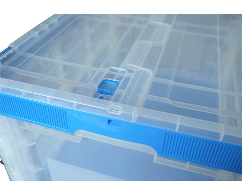 Front open storage box 650*440*360 mm transparent collapsible bin with lid