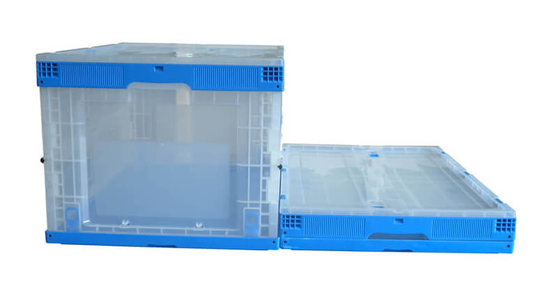 Front open storage box 650*440*360 mm transparent collapsible bin with lid