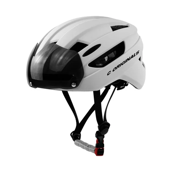 Cycling helmet with magnetic goggles and integrated light