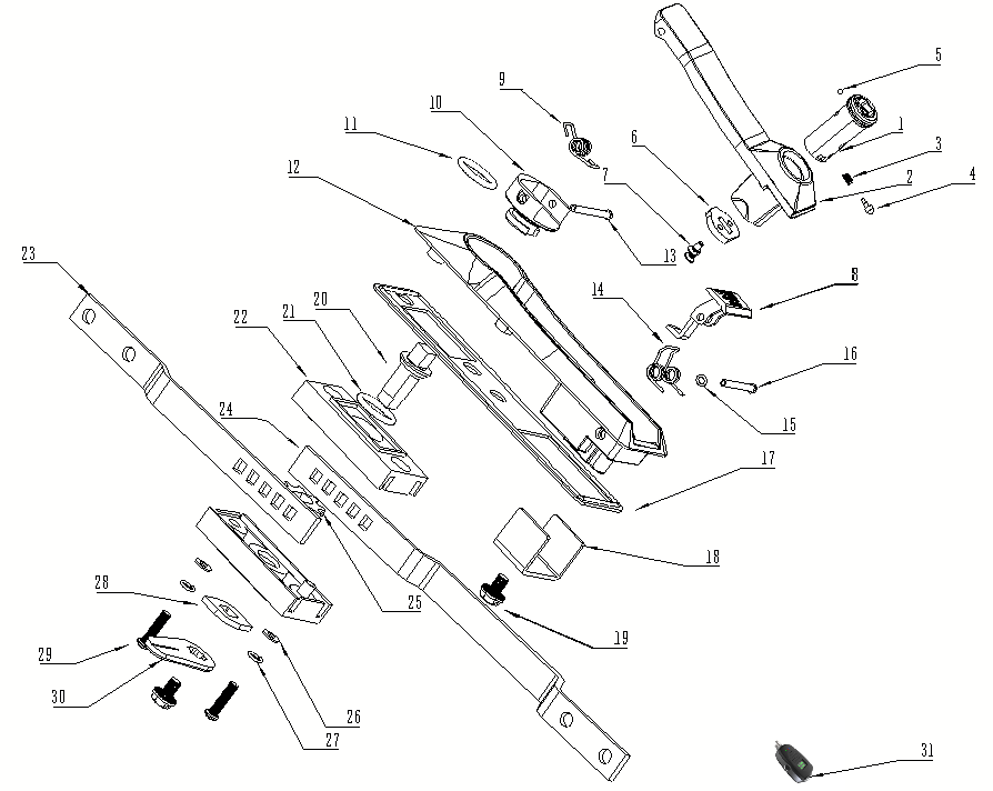 DS828电子连杆锁（无源电子锁）主要零组件质料