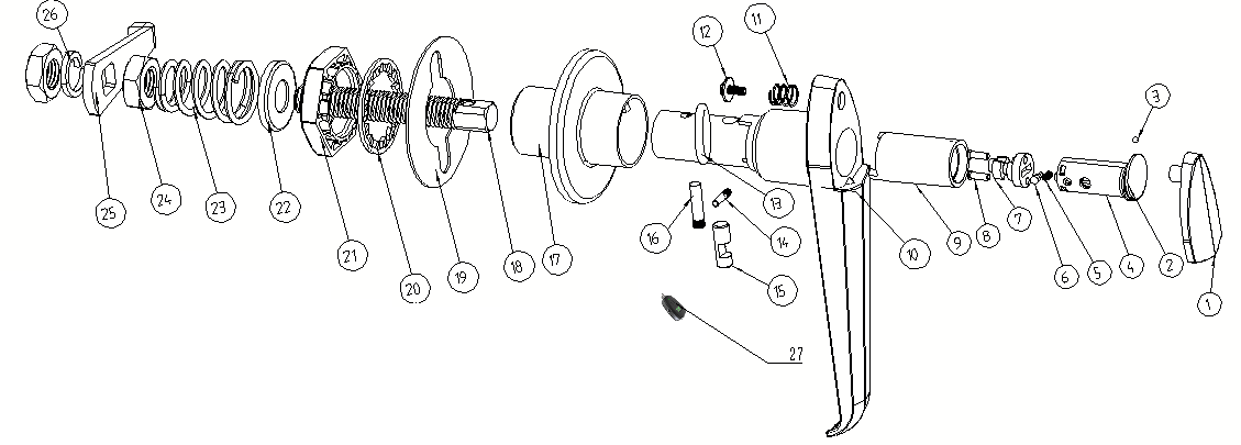 DS807-1电子把手锁（无源电子锁）零件质料