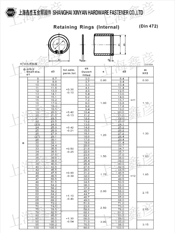 孔用擋圈RTW C形止動(dòng)輪（孔用） 孔用彈性擋圈 孔用卡簧 
